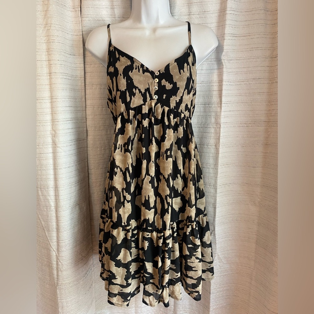 ENTRO Baby Doll Animal Print Mini Dress M EUC